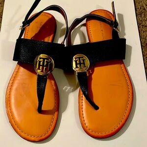 Tommy Hilfiger sandals size 81/2 m navy blue with gold